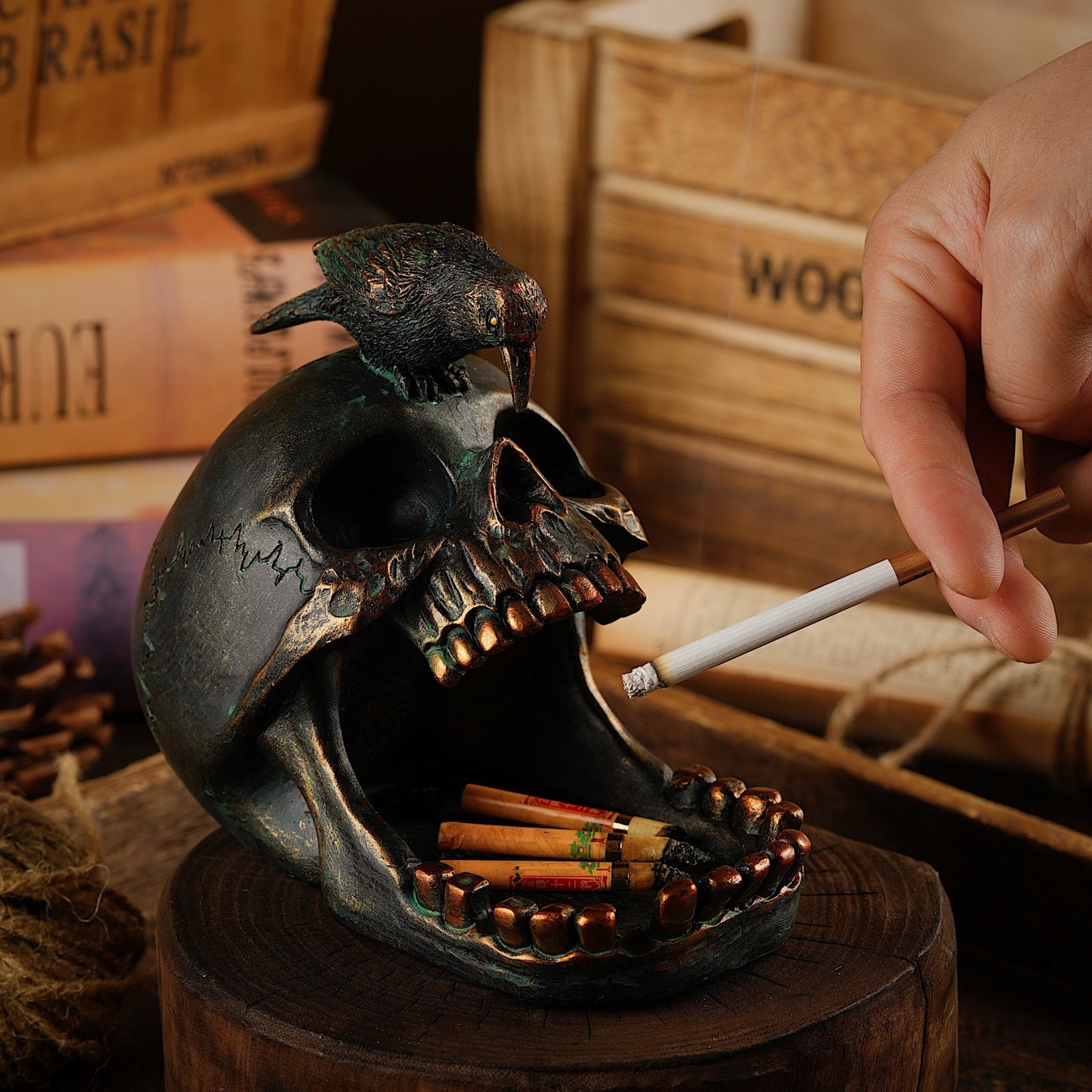 Skull and Crow Ashtray