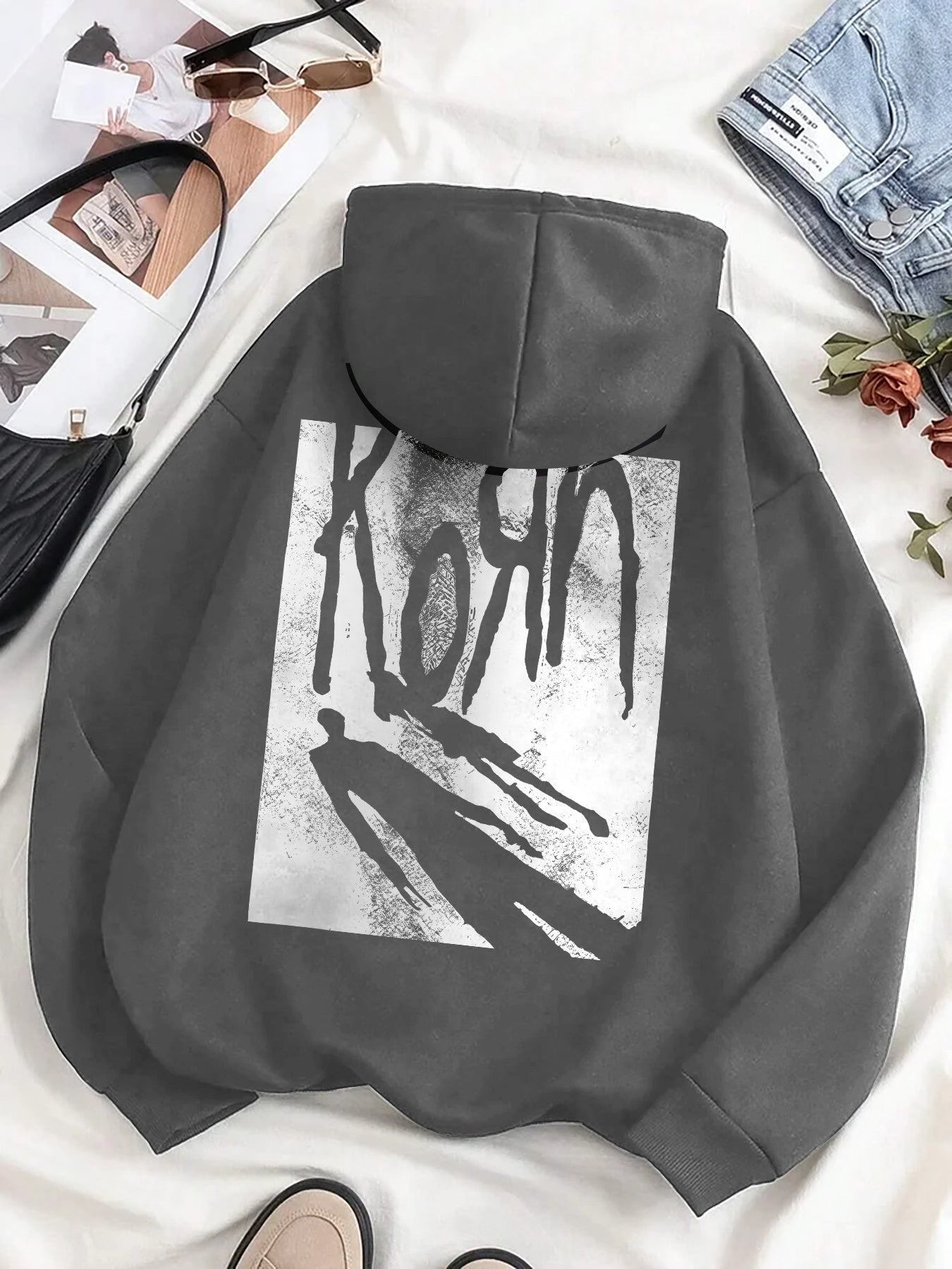 Grunge Band Logo Design Fun Men's fashion hoodie casual autumn and winter fleece hoodie comfortabl eessential hoodie
