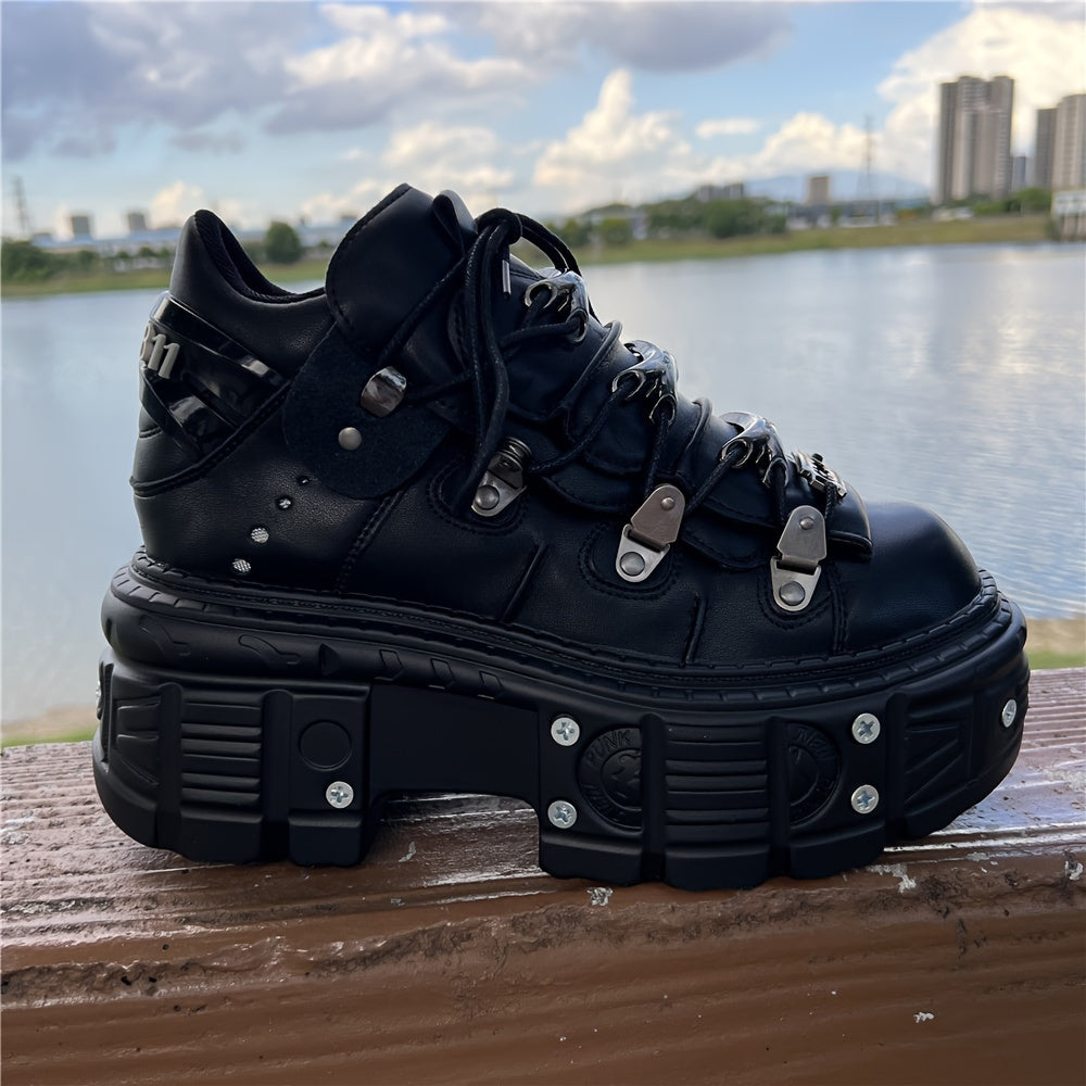Unisex Retro Punk Chunky Platform Lace-up Shoes