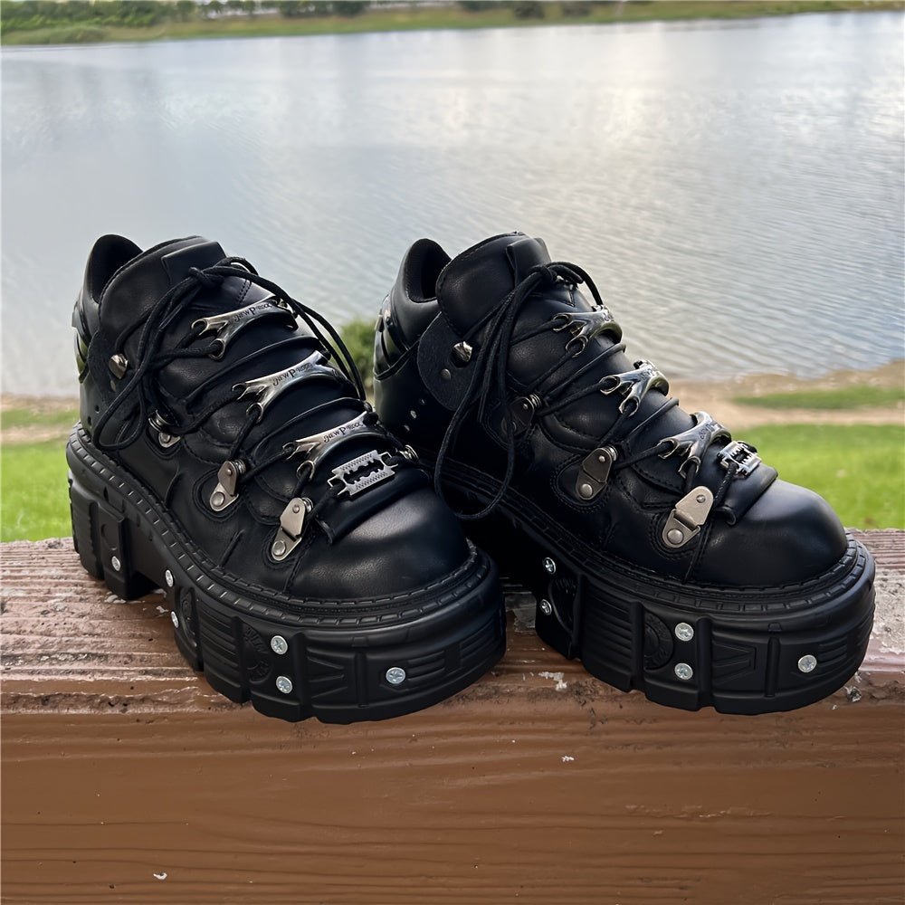 Unisex Retro Punk Chunky Platform Lace-up Shoes