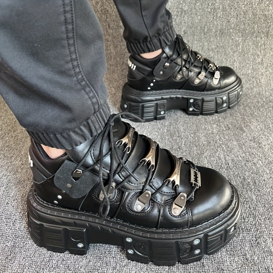 Unisex Retro Punk Chunky Platform Lace-up Shoes