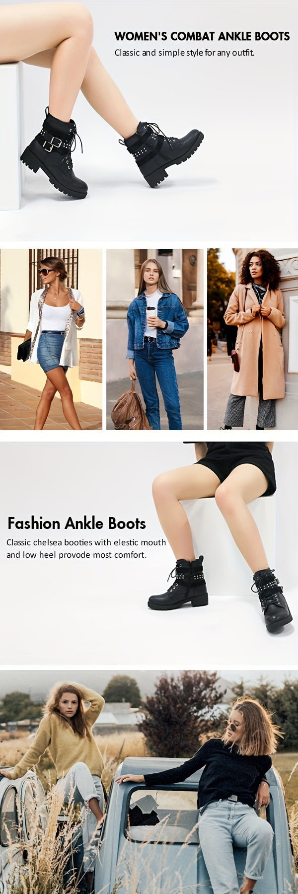 Womens' Combat Lace up Ankle Boots Motorcycle Booties