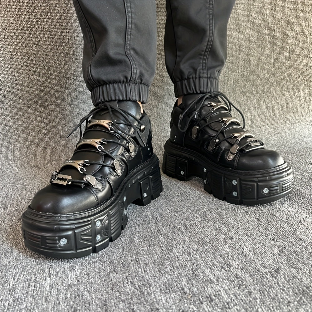 Unisex Retro Punk Chunky Platform Lace-up Shoes