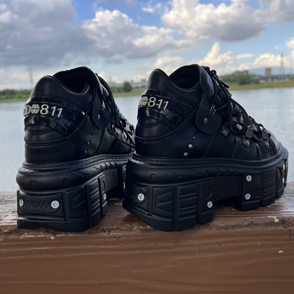 Unisex Retro Punk Chunky Platform Lace-up Shoes
