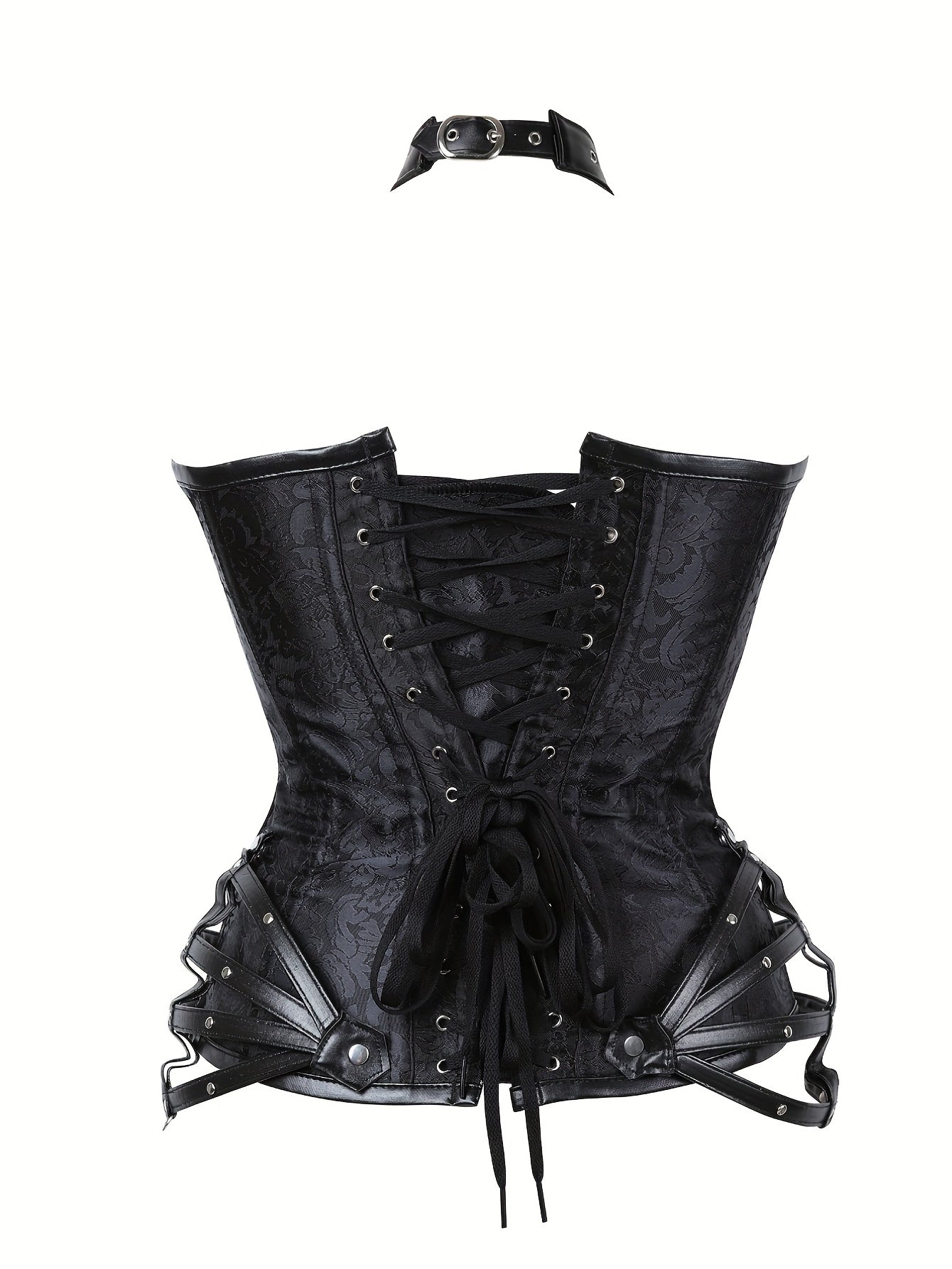 Women'S Gothic Corset Top - Heavy-Duty 11-Ribbed Steel boned shapewear with side zipper, Victorian -style lace front, for Halloween, Cosplay, Themed Parties - Adult Women'S Body Shaper, Costume Accessory, Floral Pattern Desig