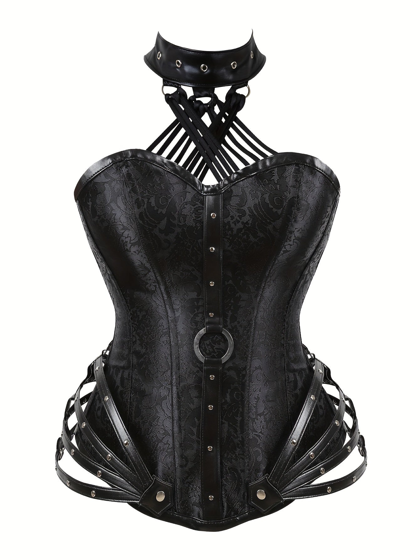 Women'S Gothic Corset Top - Heavy-Duty 11-Ribbed Steel boned shapewear with side zipper, Victorian -style lace front, for Halloween, Cosplay, Themed Parties - Adult Women'S Body Shaper, Costume Accessory, Floral Pattern Desig