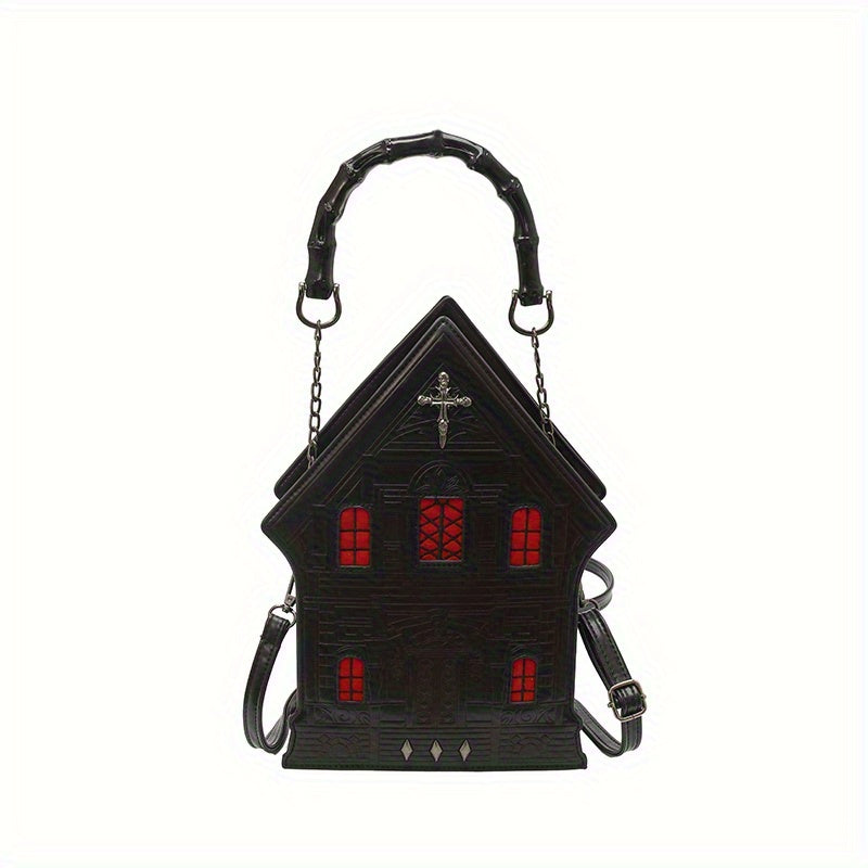 Gothic Crossbody Bag for Women - Black with Blue & White Starry Sky Design, Zipper Closure, Durable Stitched Edges, Polyester Lining, Metal Hardware Accents, Perfect for Casual and Formal Wear, Fantasy-Themed Design, Gothic J