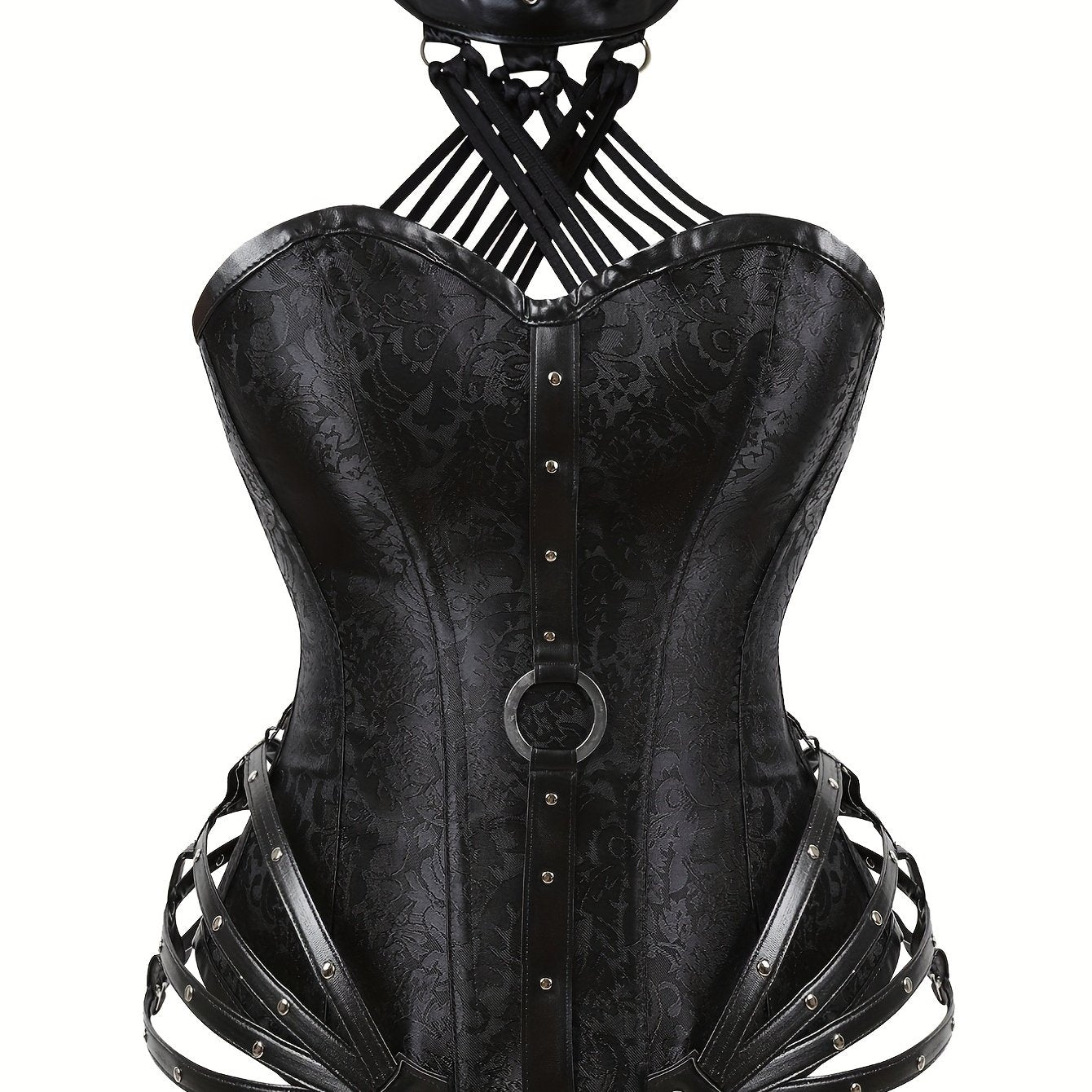 Women'S Gothic Corset Top - Heavy-Duty 11-Ribbed Steel boned shapewear with side zipper, Victorian -style lace front, for Halloween, Cosplay, Themed Parties - Adult Women'S Body Shaper, Costume Accessory, Floral Pattern Desig