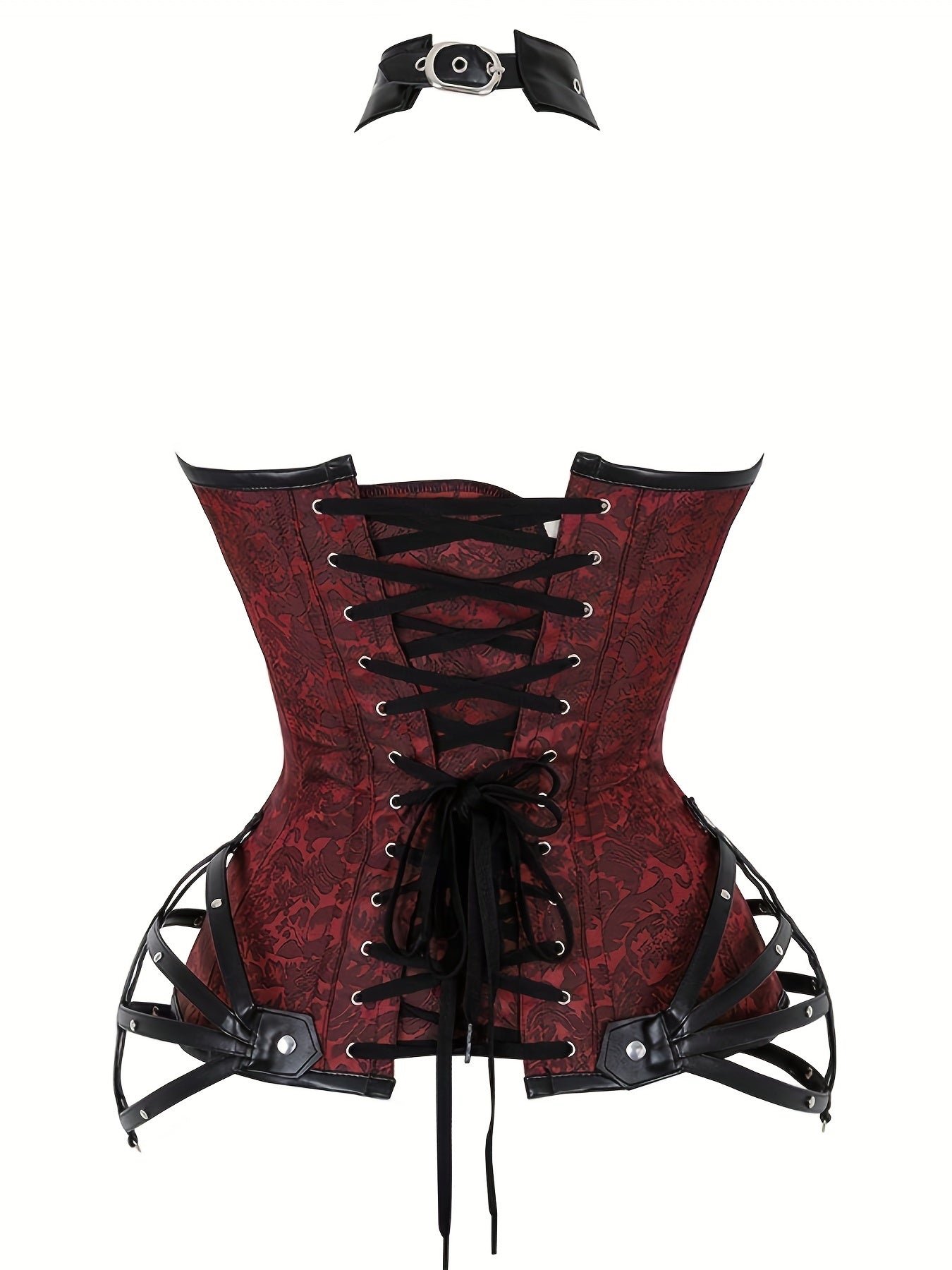 Women'S Gothic Corset Top - Heavy-Duty 11-Ribbed Steel boned shapewear with side zipper, Victorian -style lace front, for Halloween, Cosplay, Themed Parties - Adult Women'S Body Shaper, Costume Accessory, Floral Pattern Desig