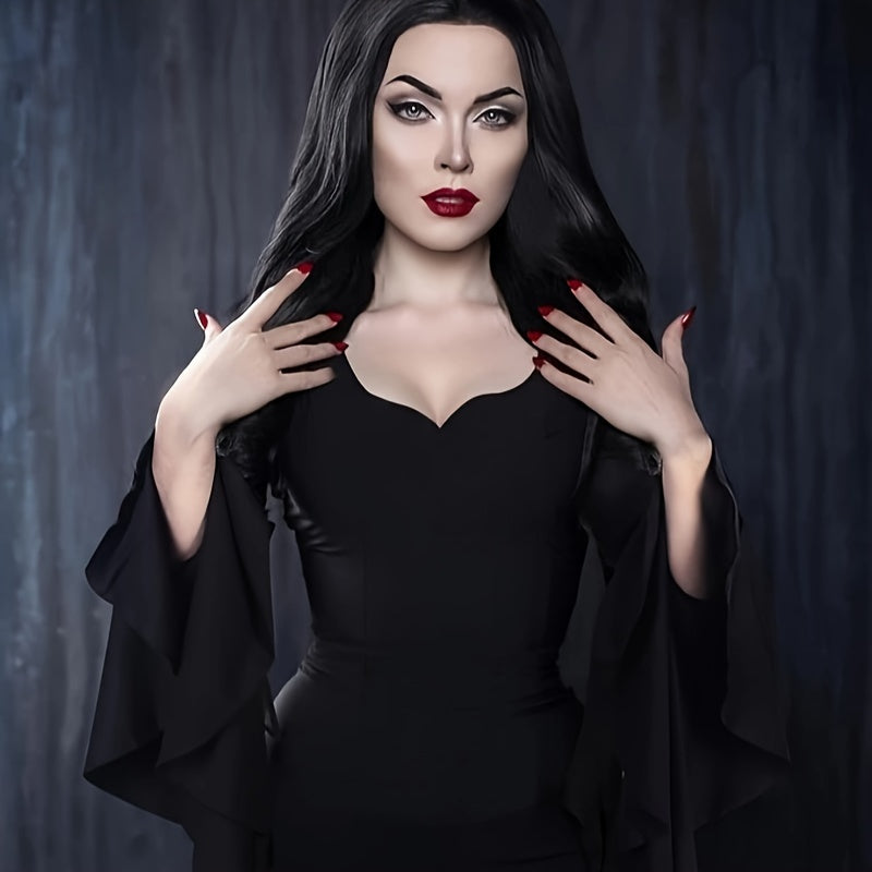 Halloween Party Cosplay Dress Up Gothic Black Dresses And Floor Length Tight Dresses Halloween Christmas Gift