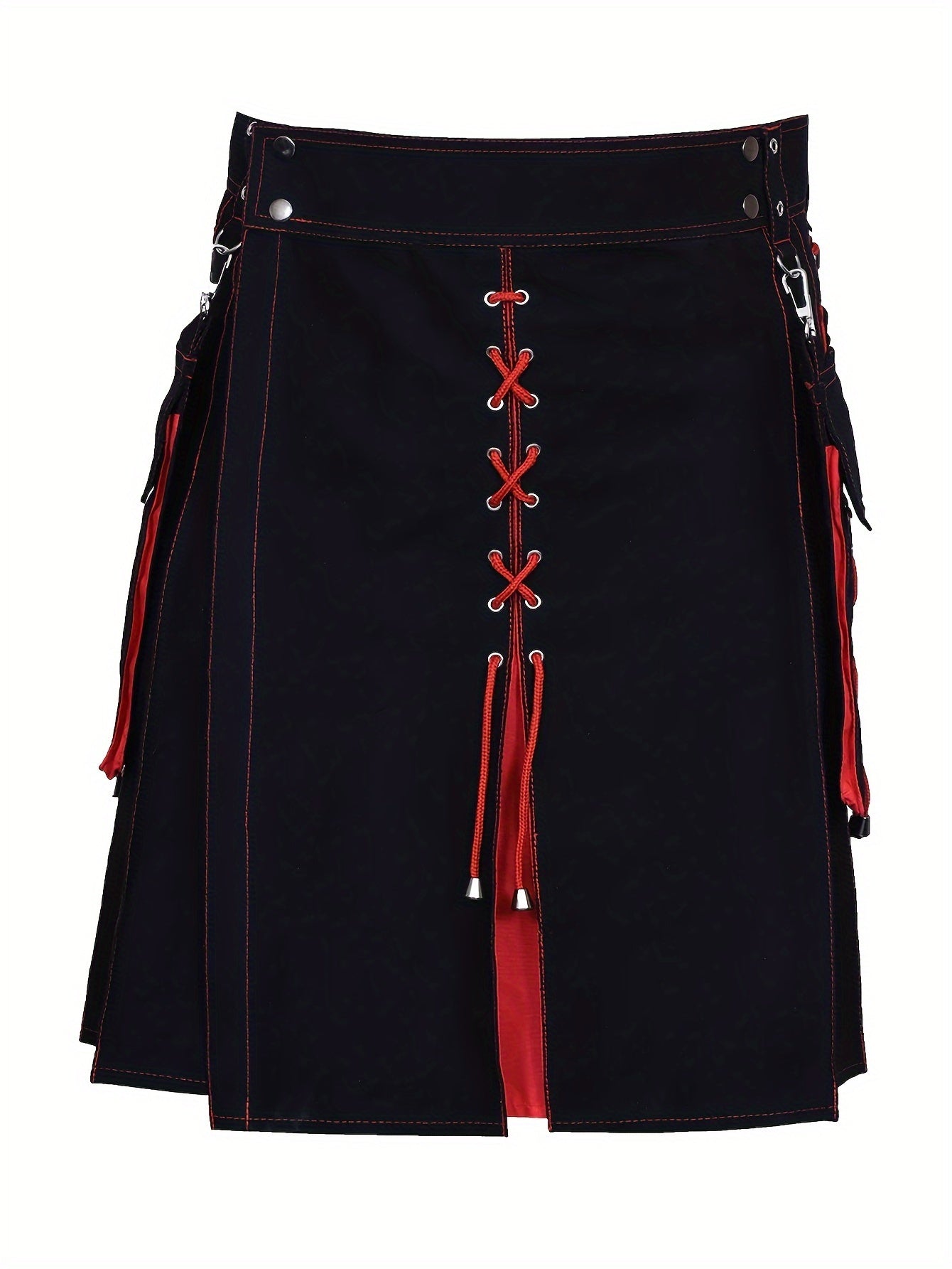 Men'S Traditional Color Blocking Scottish Style Pleated Kilts, Retro Gothic Punk Style Skirt Irish Highland Wedding Clothing As Gift