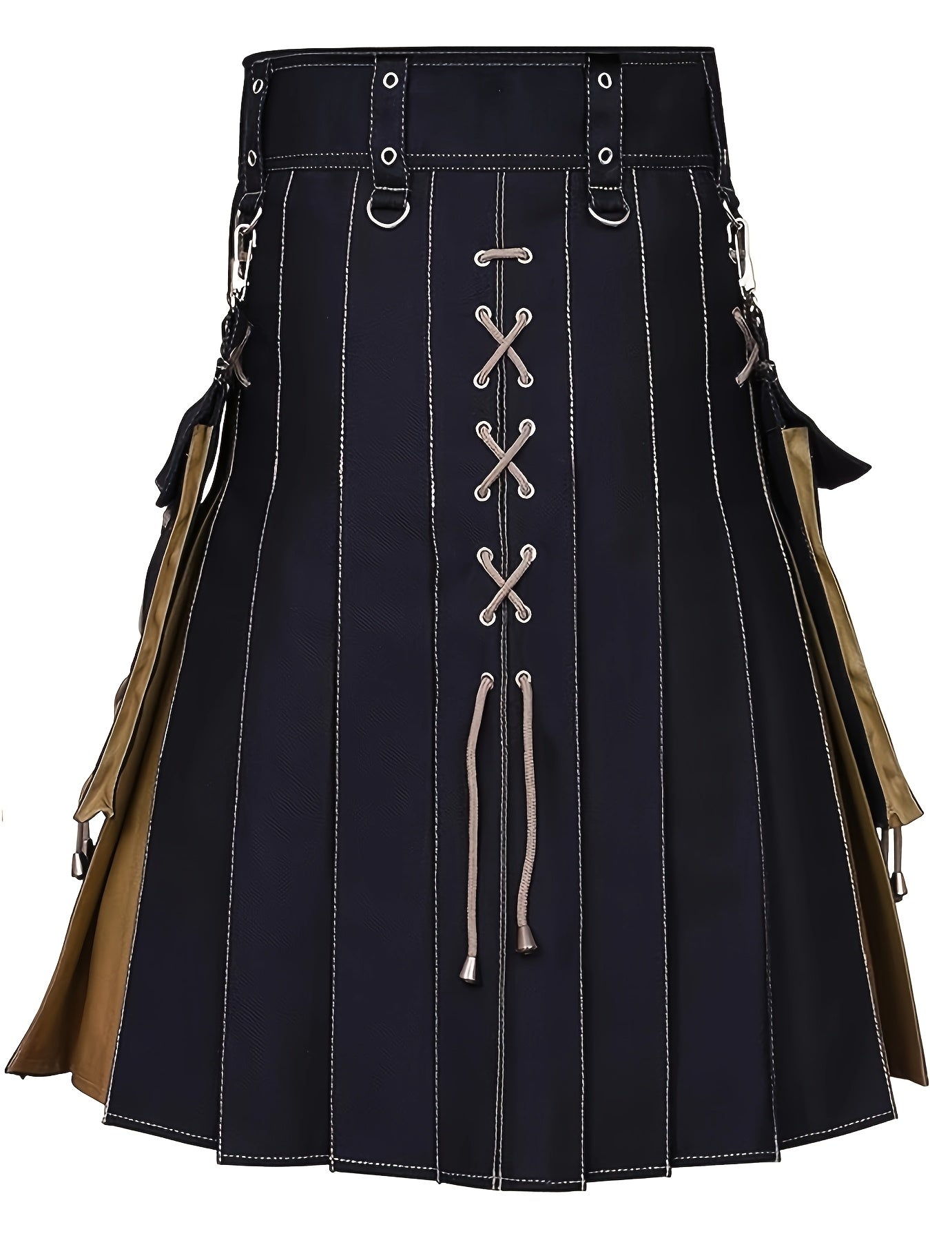 Men'S Traditional Color Blocking Scottish Style Pleated Kilts, Retro Gothic Punk Style Skirt Irish Highland Wedding Clothing As Gift