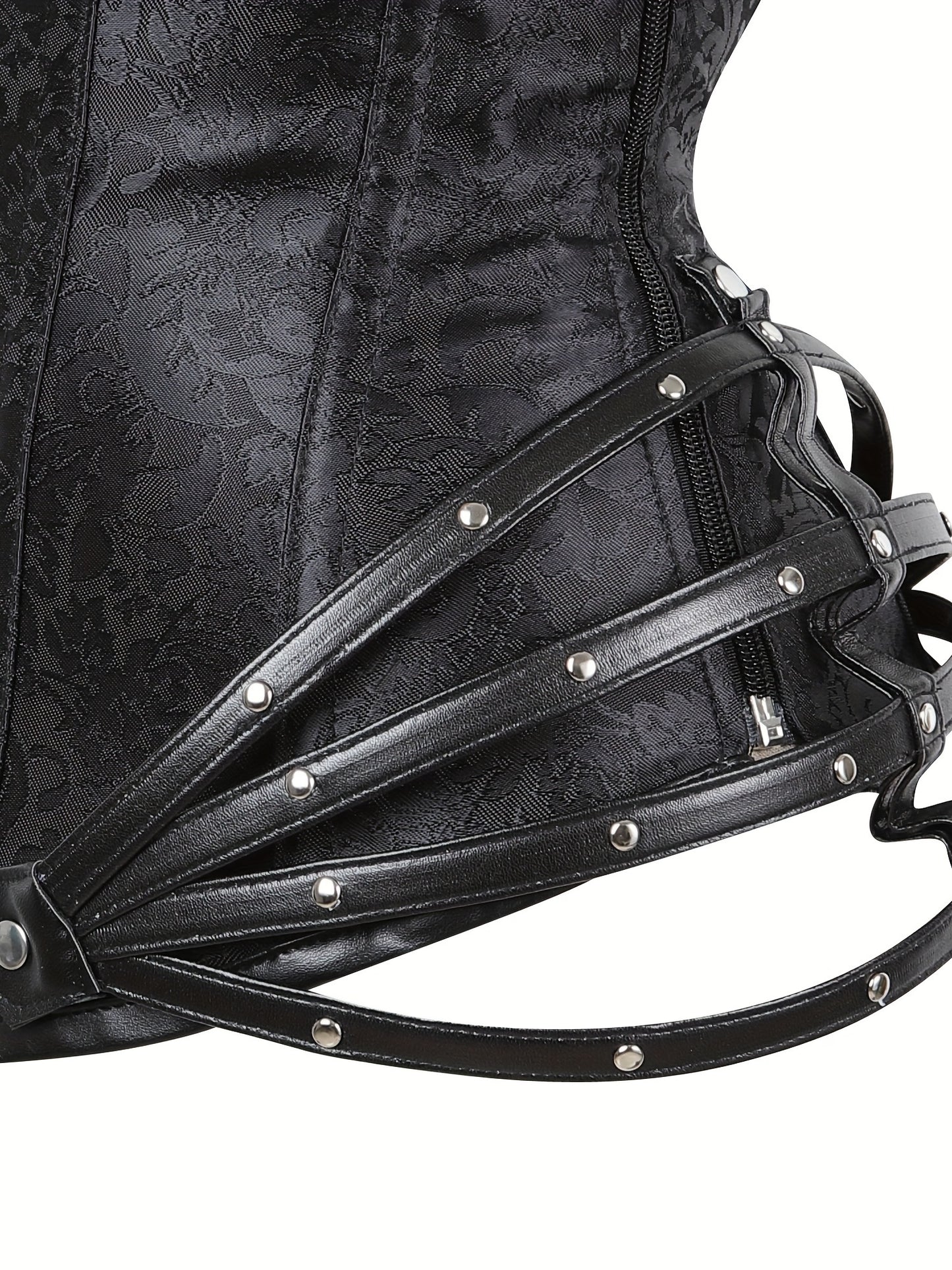 Women'S Gothic Corset Top - Heavy-Duty 11-Ribbed Steel boned shapewear with side zipper, Victorian -style lace front, for Halloween, Cosplay, Themed Parties - Adult Women'S Body Shaper, Costume Accessory, Floral Pattern Desig