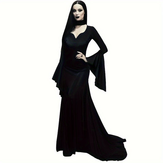 Halloween Party Cosplay Dress Up Gothic Black Dresses And Floor Length Tight Dresses Halloween Christmas Gift