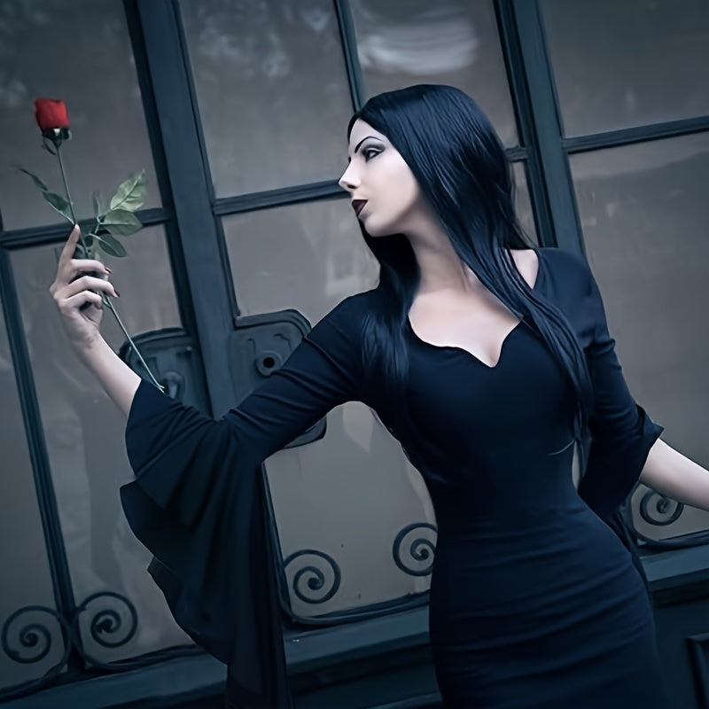 Halloween Party Cosplay Dress Up Gothic Black Dresses And Floor Length Tight Dresses Halloween Christmas Gift
