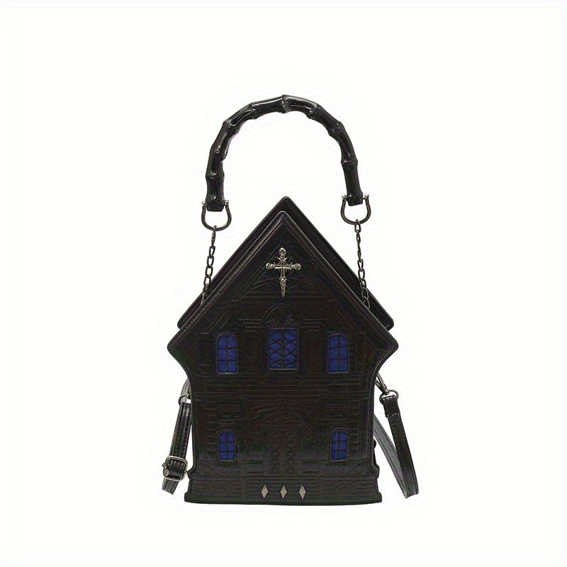 Gothic Crossbody Bag for Women - Black with Blue & White Starry Sky Design, Zipper Closure, Durable Stitched Edges, Polyester Lining, Metal Hardware Accents, Perfect for Casual and Formal Wear, Fantasy-Themed Design, Gothic J