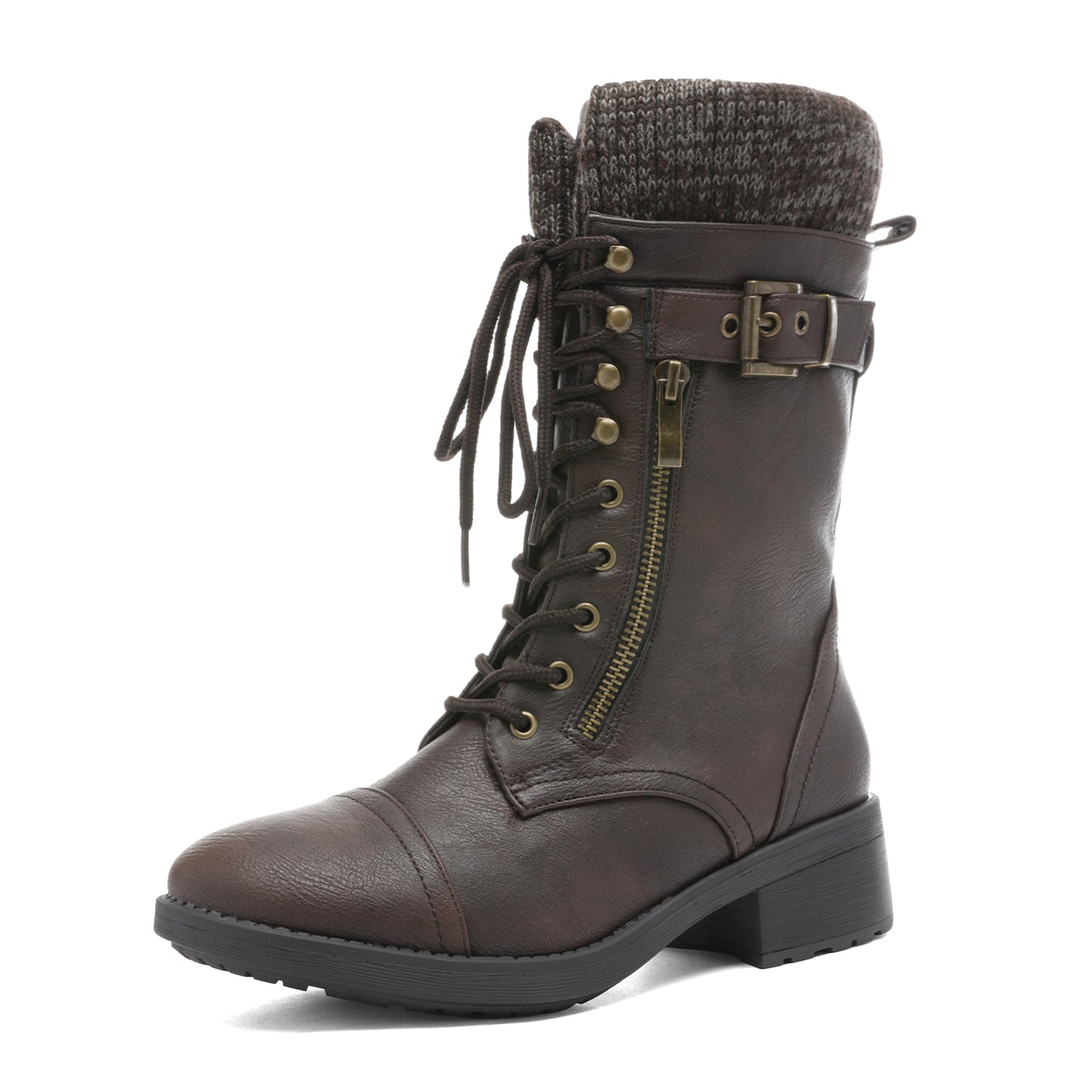 Women's Winter Lace up Mid Calf Riding Boots TPR Outsole