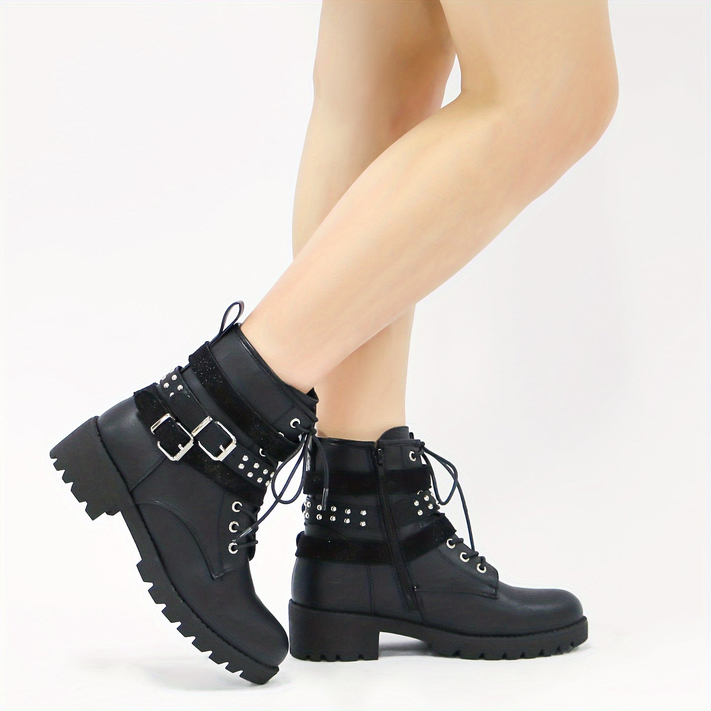 Womens' Combat Lace up Ankle Boots Motorcycle Booties