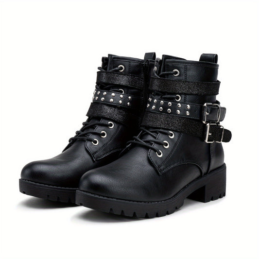 Womens' Combat Lace up Ankle Boots Motorcycle Booties