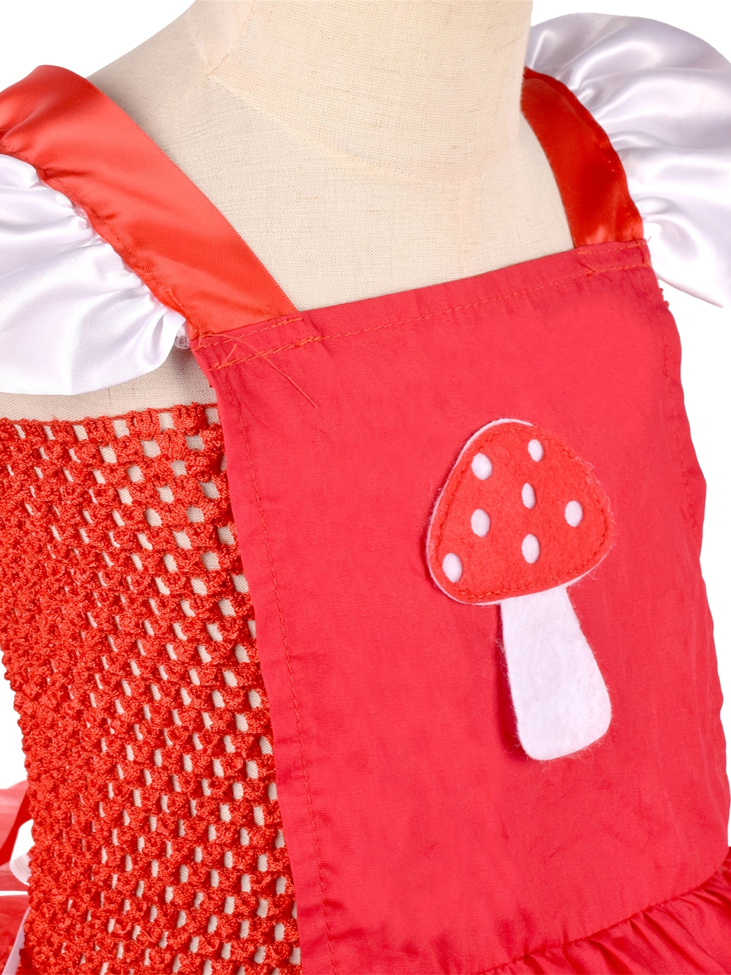 Charming Girls' Mushroom Set with Flutter Sleeves, Tulle Dress & Matching Hat
