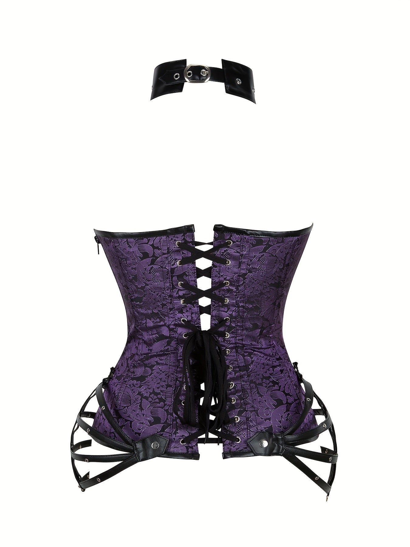Women'S Gothic Corset Top - Heavy-Duty 11-Ribbed Steel boned shapewear with side zipper, Victorian -style lace front, for Halloween, Cosplay, Themed Parties - Adult Women'S Body Shaper, Costume Accessory, Floral Pattern Desig