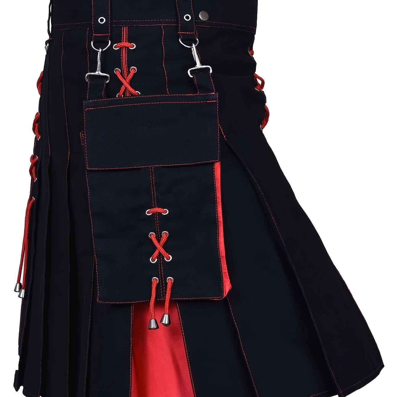 Men'S Traditional Color Blocking Scottish Style Pleated Kilts, Retro Gothic Punk Style Skirt Irish Highland Wedding Clothing As Gift