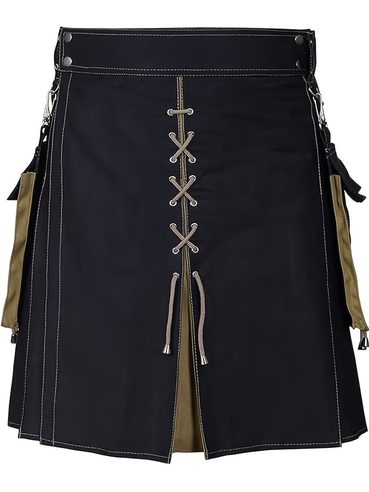 Men'S Traditional Color Blocking Scottish Style Pleated Kilts, Retro Gothic Punk Style Skirt Irish Highland Wedding Clothing As Gift