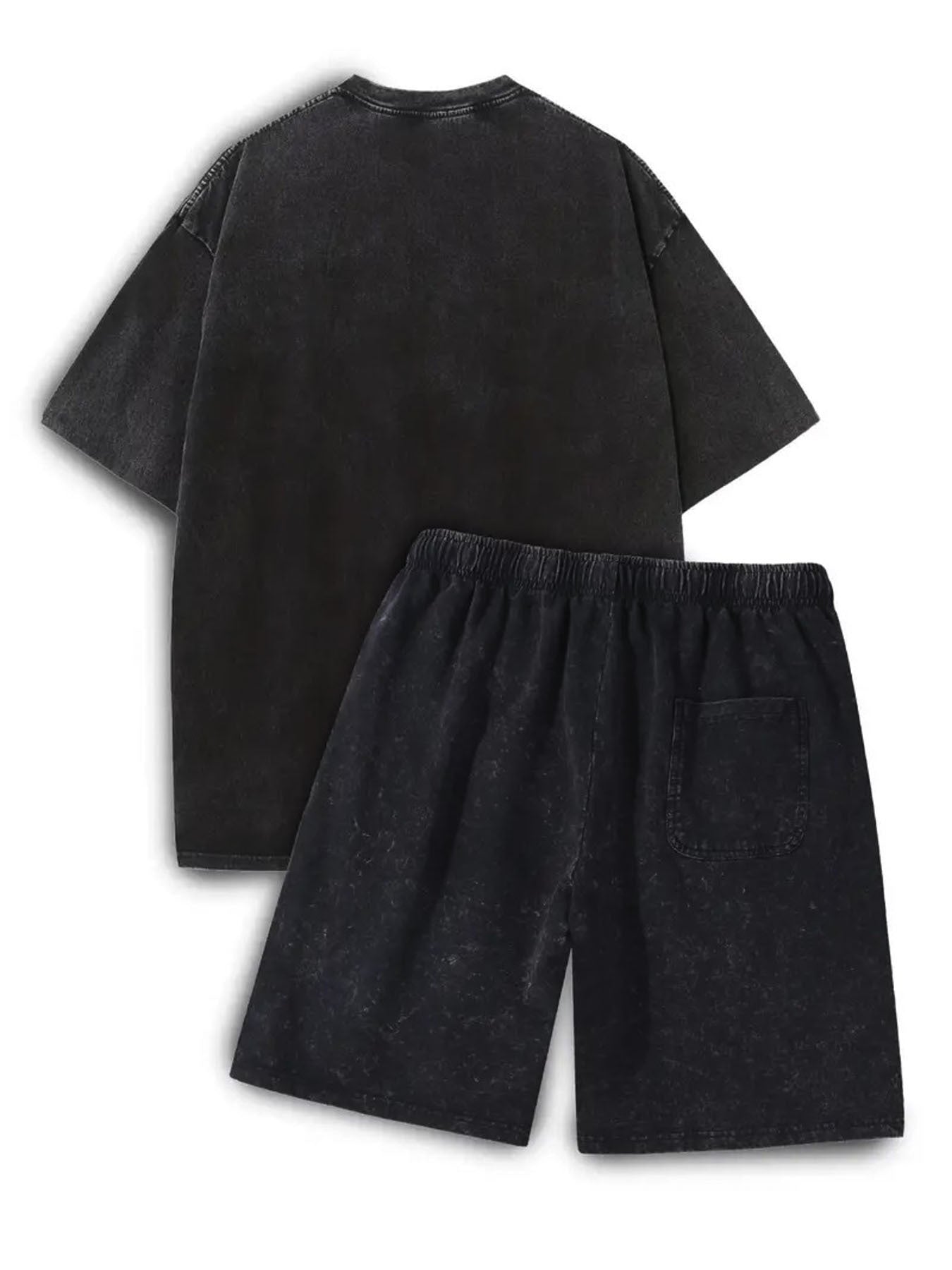 Washed Set, 230g Washed T-shirt, 290g Washed Shorts, Kiss Skull Printed Washed Set, High Quality Wax Cotton Suitable for Outdoor Sports in Summer, Casual Shorts T-shirt Shorts Set, Festival Gift, Perfect Gift