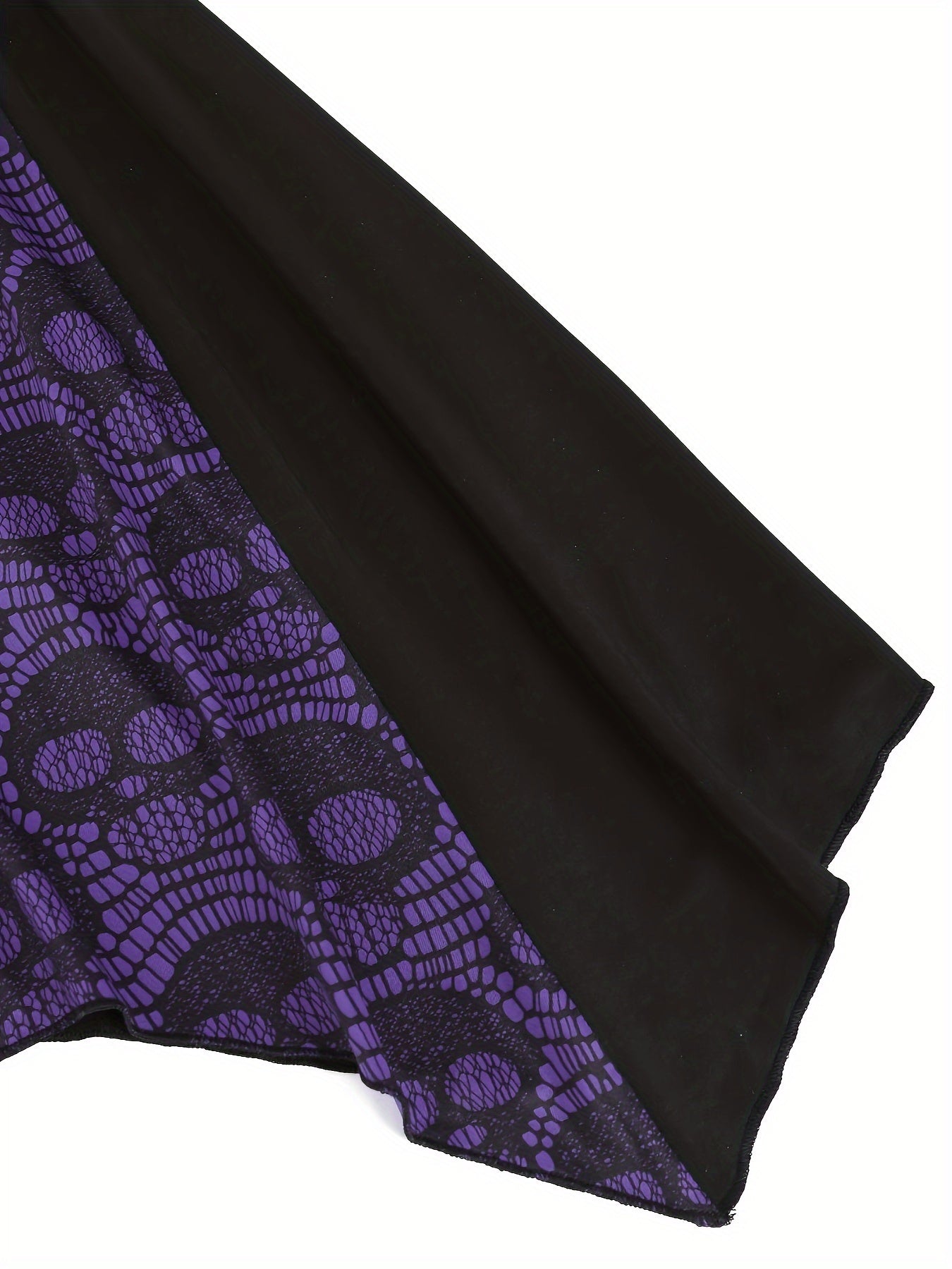 Gothic Style Plus Size Women's Top with Skull Print, Tie Waist Bell Sleeves, Casual Knit Fabric Pullover with Cross Straps, Halloween Pattern, Spring/Fall Collection