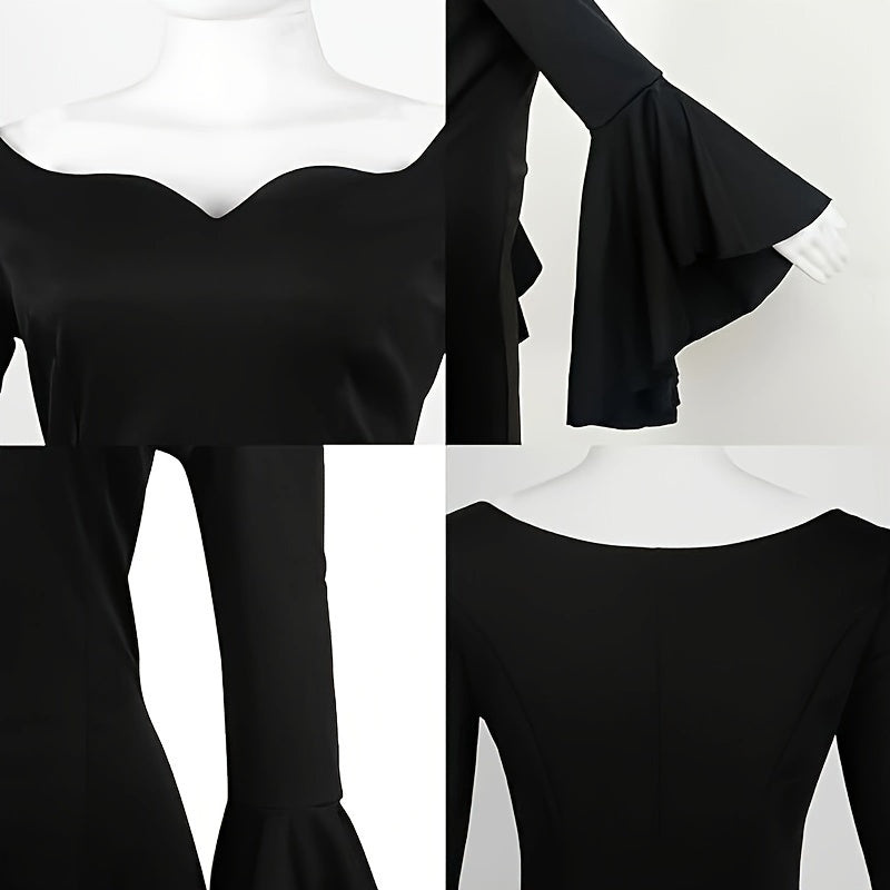 Halloween Party Cosplay Dress Up Gothic Black Dresses And Floor Length Tight Dresses Halloween Christmas Gift