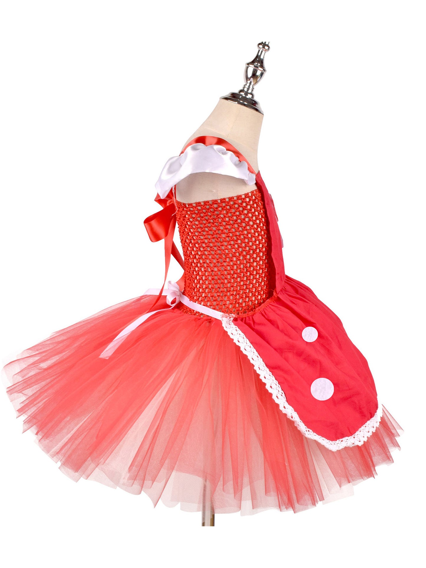 Charming Girls' Mushroom Set with Flutter Sleeves, Tulle Dress & Matching Hat