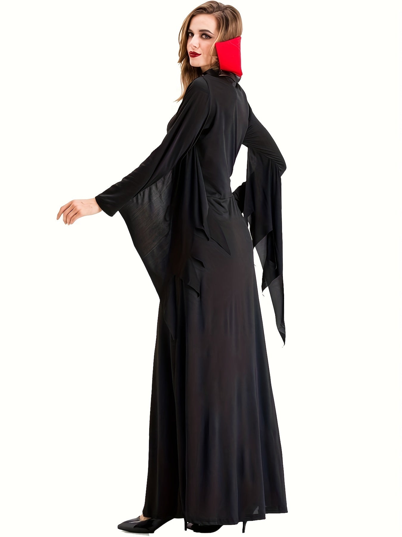False Lace Dress with Laces for Halloween, Long Sleeve Dress for Vampire Cosplay, Women's Clothing, Carnival