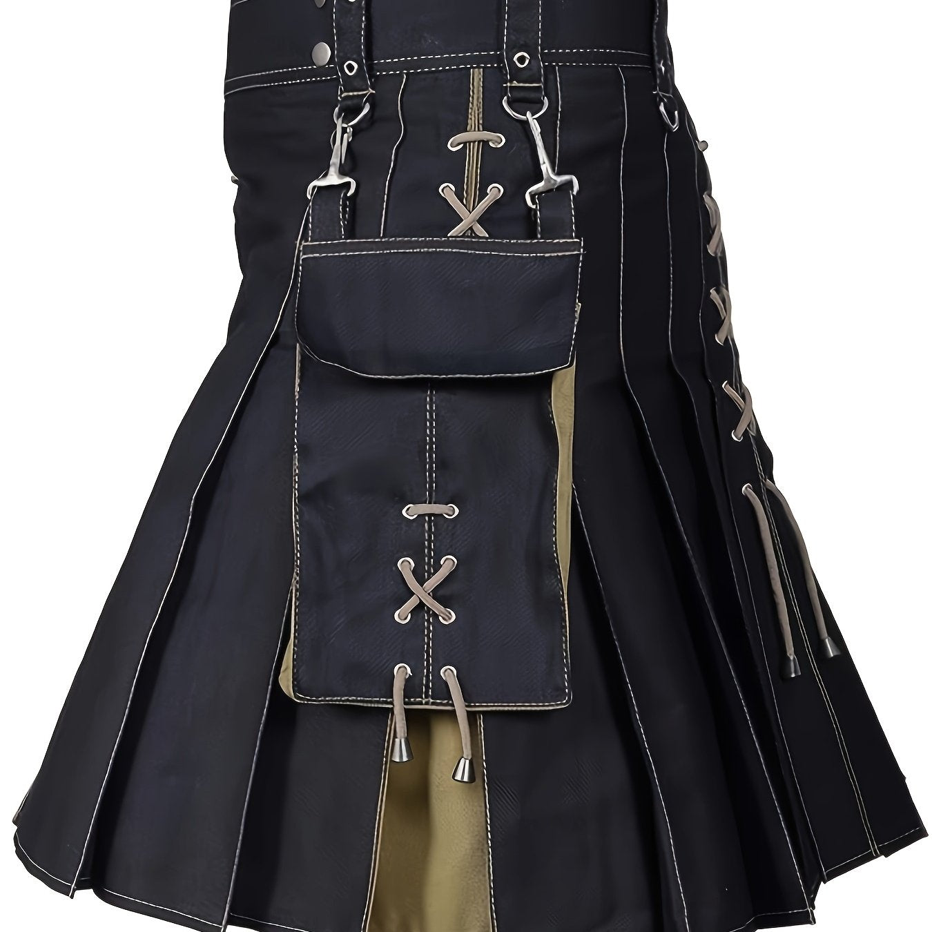 Men'S Traditional Color Blocking Scottish Style Pleated Kilts, Retro Gothic Punk Style Skirt Irish Highland Wedding Clothing As Gift