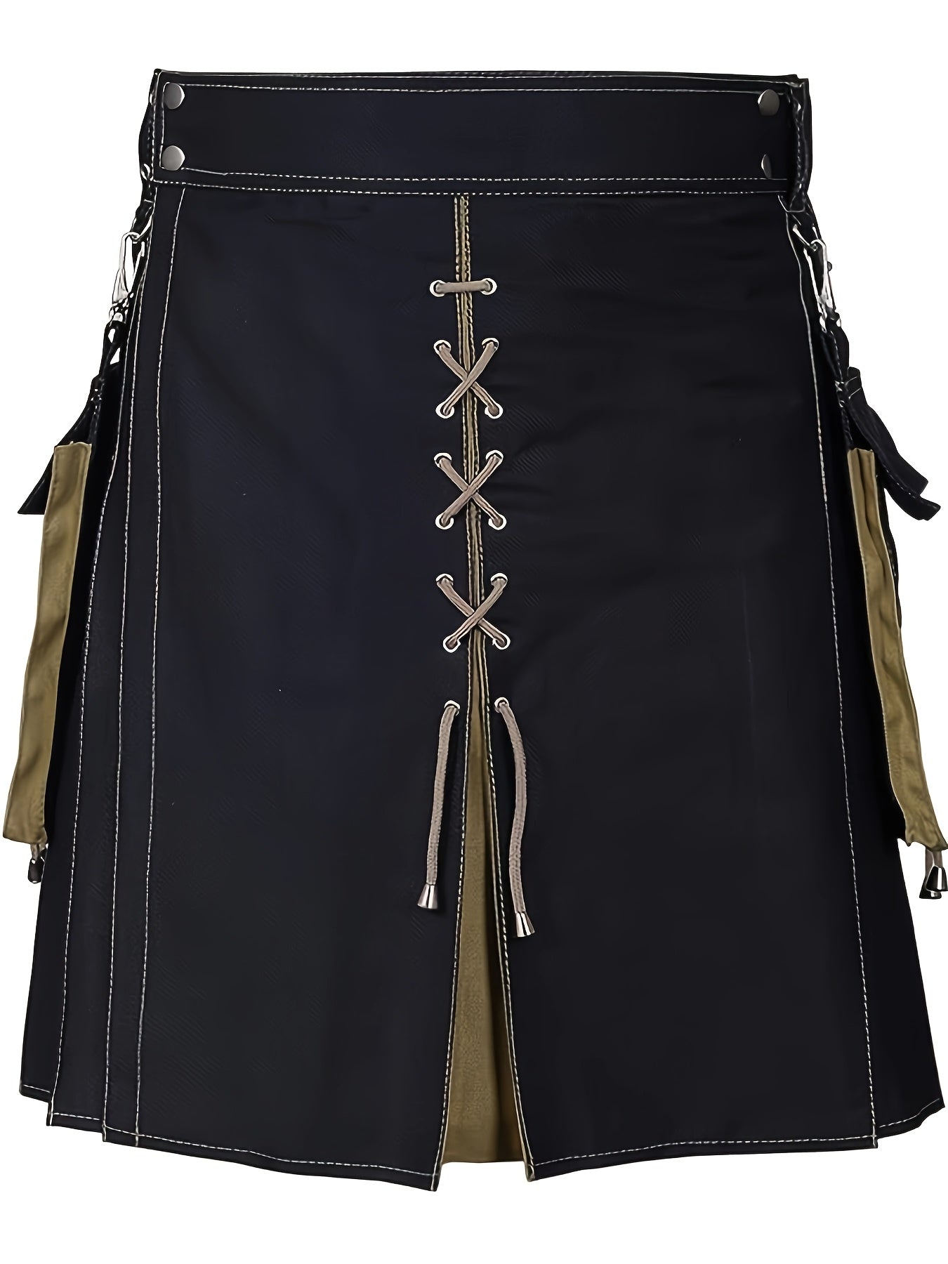 Men'S Traditional Color Blocking Scottish Style Pleated Kilts, Retro Gothic Punk Style Skirt Irish Highland Wedding Clothing As Gift